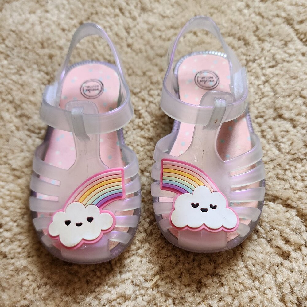 Wonder Nation Baby Girls Mary Jane Rainbow Jelly Shoes Size 5